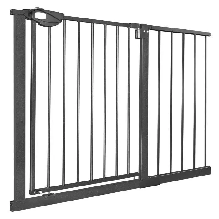 XMTECH Barriere de Securite, Longueur réglable dim.105-115 cm, Ouverture Double Sens -sans perçage, noir, pour enfants et animau